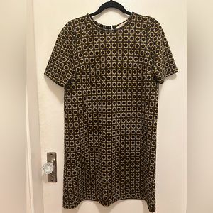 LOFT (petites) navy blue and mustard dress.